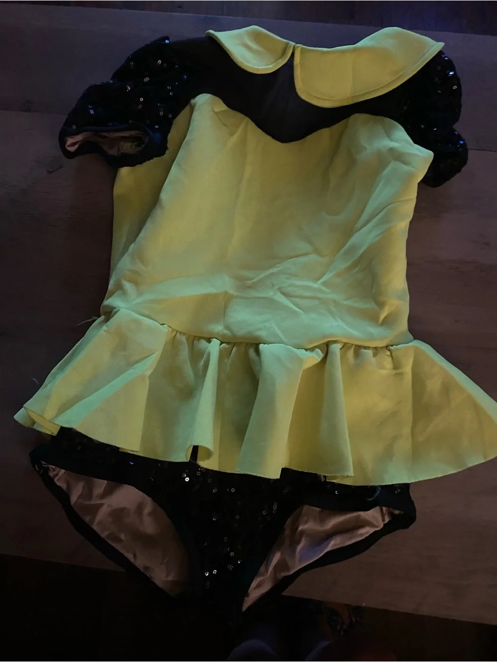 Kids Yellow and Black Sequin Dance Costume - medium child